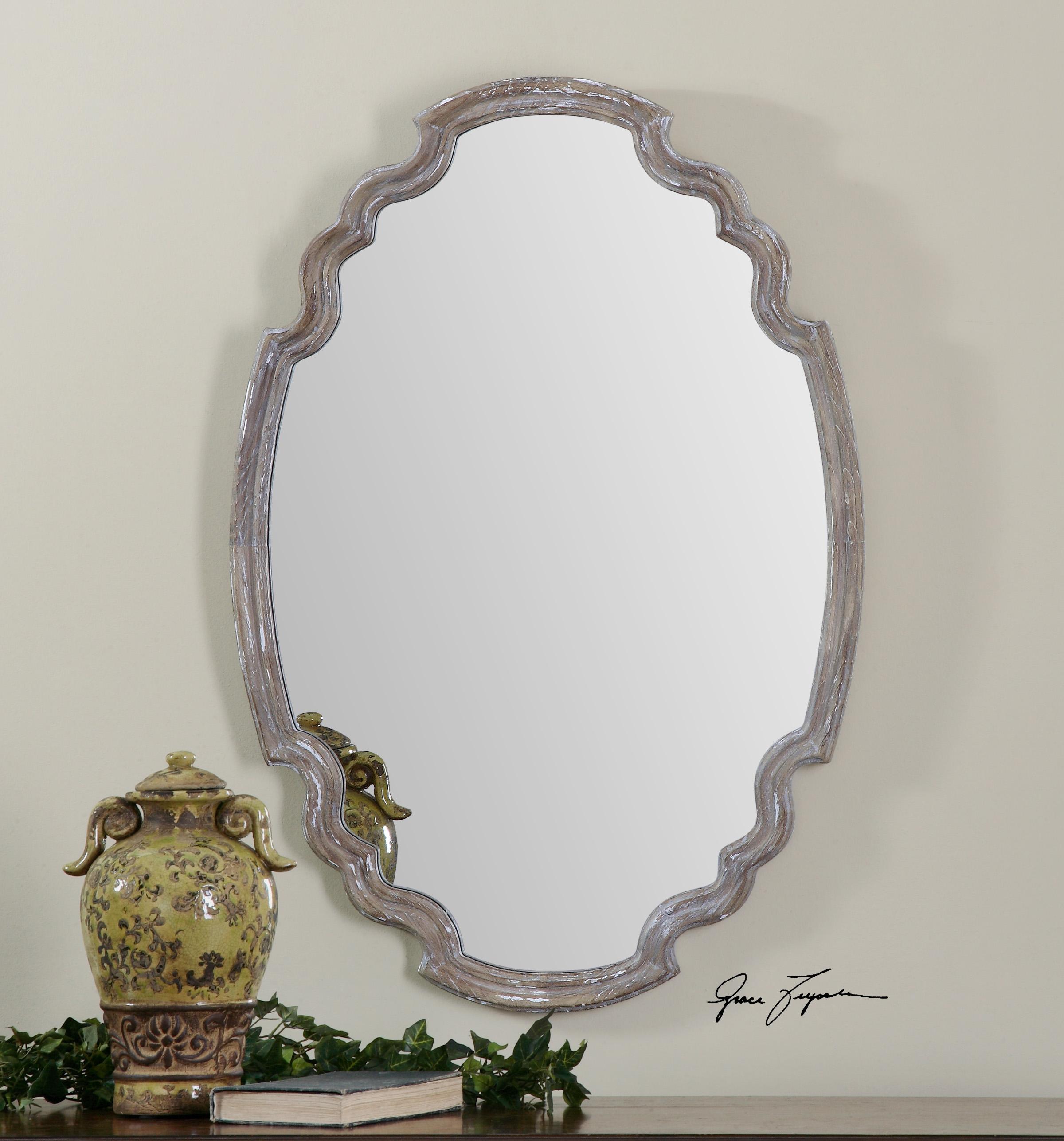 Uttermost Mirrors Oval Ludovica Aged Wood Mirror Sheely's Furniture